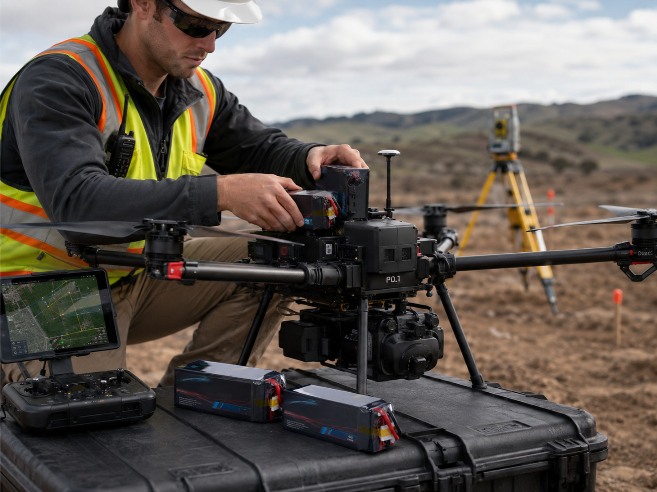 Dron de fotografía aérea capturando imágenes estables